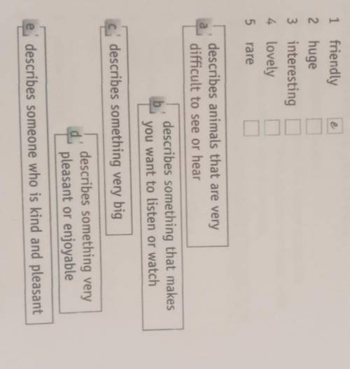 Match the adjectives (1-5) with the definitions (a-e)