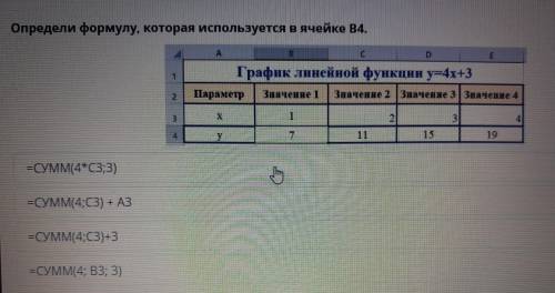 Определи формулу, которая используется в ячейке B4