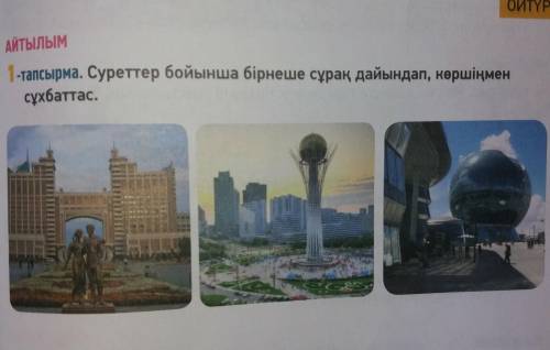 1-тапсырма. Суреттер бойынша бірнеше сұрақ дайындап, көршіңмен сұхбаттас