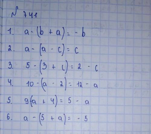 1) a-b+a=-b2)a-a-c=c3)5-3+c=2-c4)10-a-2=12-a5)9-a+4=5-a6)a-5+a=-5