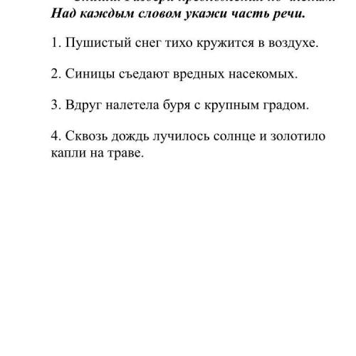 Разбери приложение По членам Над каждым Словами укажи Часть речи