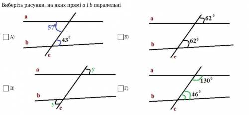 Довести що у варіантів Б) В) прямі а і b паралельні