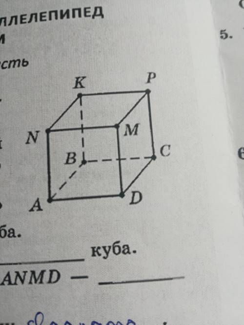Отрезки AB,DM,MP-кубаЧетырехугольники ABCD,ANMD-___куба