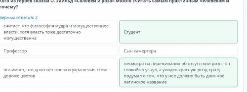 О. Уайльд «Соловей и роза» Кого из героев сказки О. Уайльд «Соловей и роза» можно считать самым прак