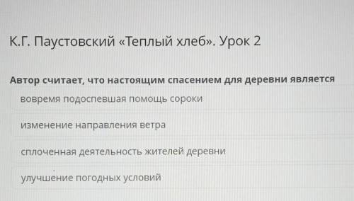 К.Г. Паустовский «Теплый хлеб». Урок 2 Автор считает, что настоящим для деревни является вовремя под