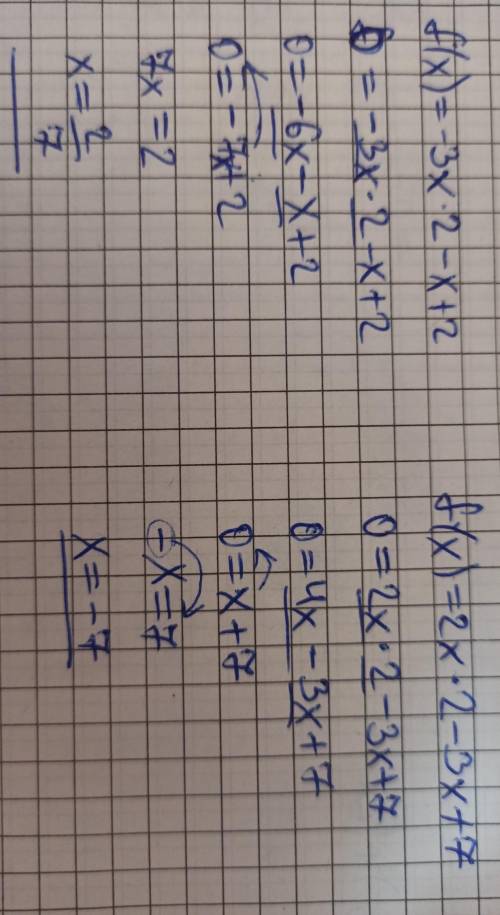 3) f(x) = -3x2 - x + 2. 1) f(x) = 2x2 – 3x + 7;