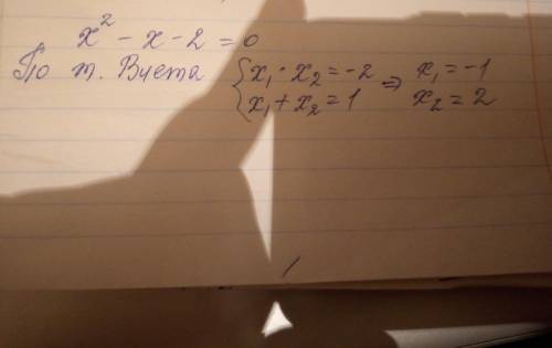 Решите уравнение: X в квадрате - X -2=0