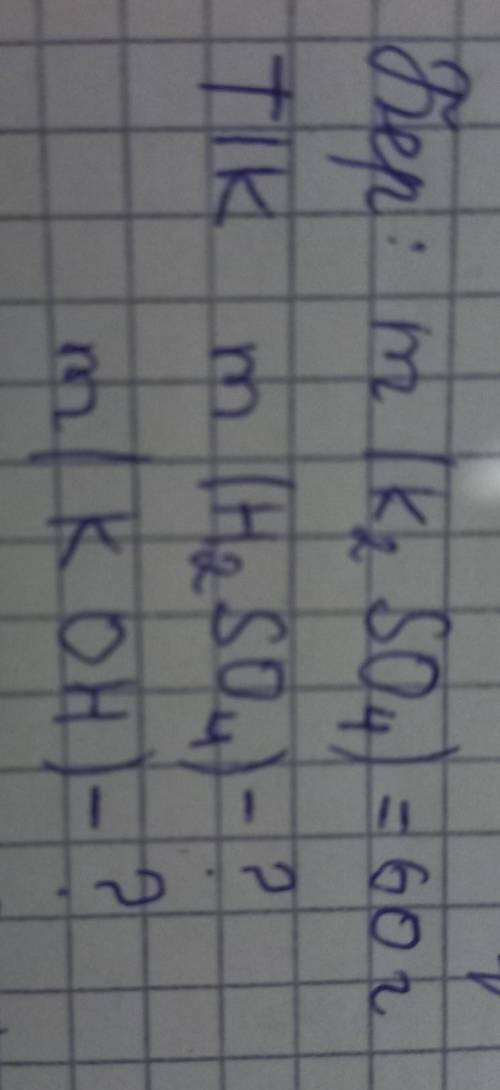 Как решать?H2SO4+2KOH => K2SO4+2H2O60грамм