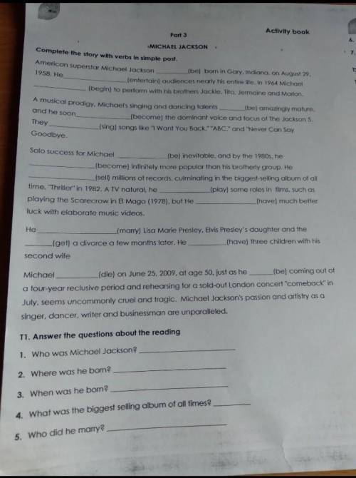 6. How many children did he have? 7. When did he die? T2. Write true or false 1. He was the dominant